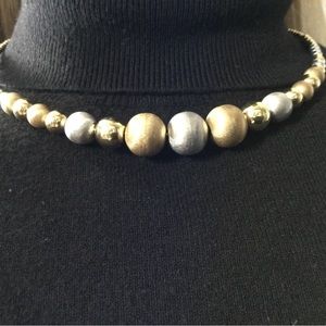 10 K Yellow and White Gold Ball Necklace